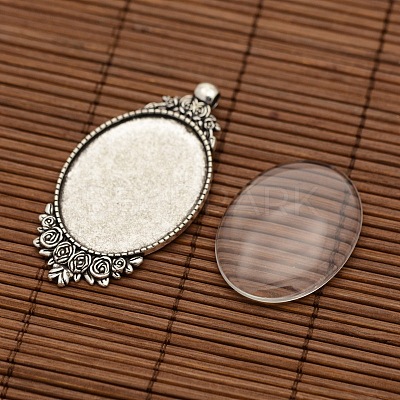 Tibetan Style Alloy Pendant Cabochon Settings DIY-X0228-AS-1