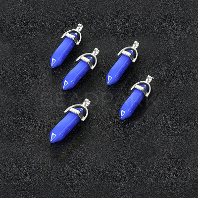 Bullet Imitation Jade Glass Pointed Pendants G-F295-01D-1