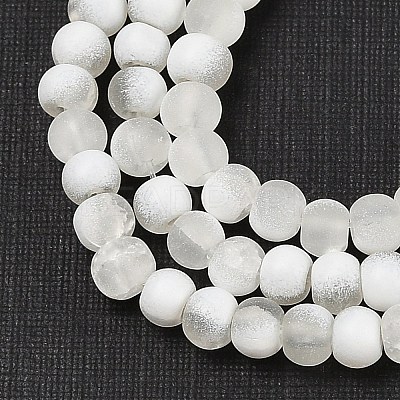 Frosted Crackle Glass Beads Strands GLAA-U001-4mm-M07-1