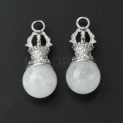 Natural Quartz Crystal Round Pendants G-C114-04P-18-1