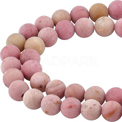 2 Strands Frosted Natural Rhodochrosite Round Bead Strands G-NB0003-47-1