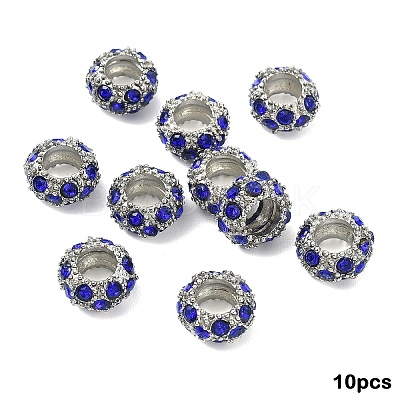 10Pcs Alloy Rhinestone European Beads CPDL-YW0001-02F-1
