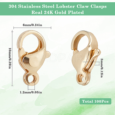 304 Stainless Steel Lobster Claw Clasps STAS-SP0001-73C-1