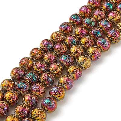 Electroplated Natural Lava Rock Beads Strands X-G-S352-30D-07-1