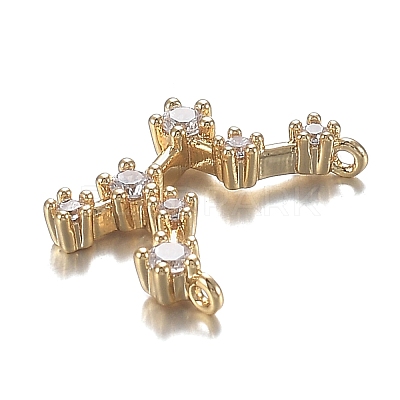 Brass Micro Clear Cubic Zirconia Pendants ZIRC-F120-019G-03-1
