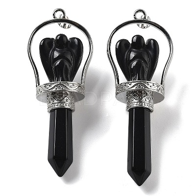 Natural Obsidian Pointed Big Pendants KK-H491-01P-06-1