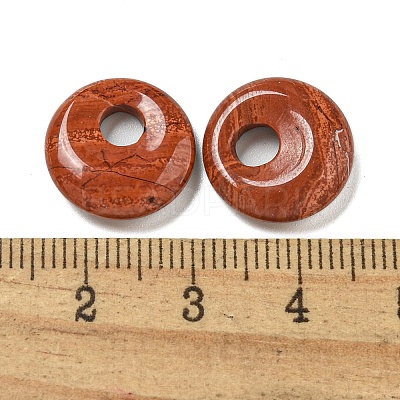 Natural Red Jasper Donut/Pi Disc Charms G-G142-02K-1