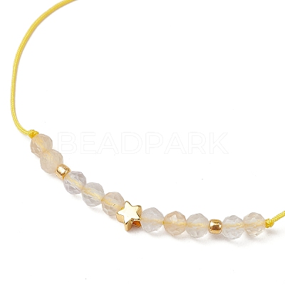 Natural Round Citrine Beads Braided Bead Bracelets for Women BJEW-JB11655-01-1