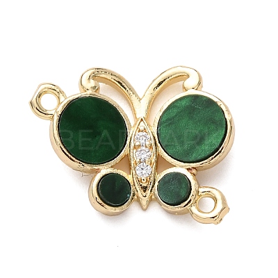Brass Micro Pave Clear Cubic Zirconia Butterfly Connector Charms KK-C161-01G-1
