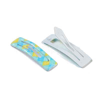 10Pcs 5 Colors Tartan Pattern Epoxy Resin Snap Hair Clip PHAR-P009-01B-1