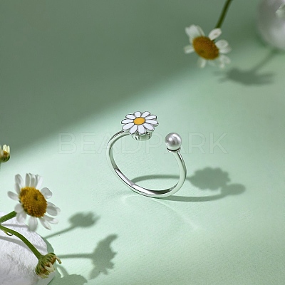 Rhodium Plated 925 Sterling Silver Open Finger Rings RJEW-A019-50P-1