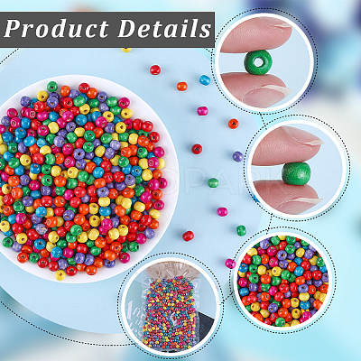 1200Pcs Dyed Natural Wood Beads WOOD-GF0002-13C-1