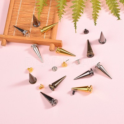 40Ssets 4 Colors Alloy Spikes Screwback Studs PALLOY-SZ0001-24-1