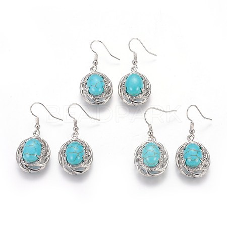 Synthetic Turquoise Dangle Earrings EJEW-L217-01P-1