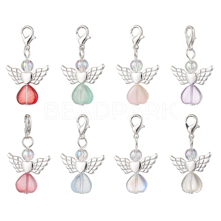 Heart Angel Acrylic Pendant Decorations HJEW-JM02538-02-1