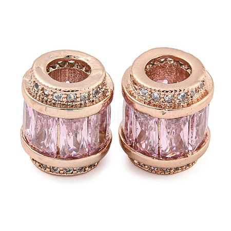 Rack Plating Brass Micro Pave Cubic Zirconia European Beads LS-KK-F089-31RG-02-1