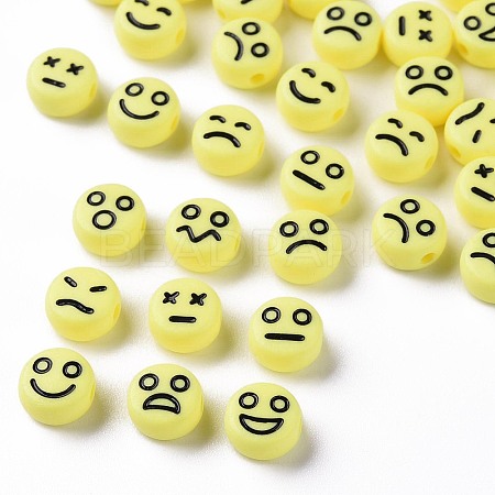 Opaque Champagne Yellow Acrylic Beads X-MACR-N008-42-C10-1