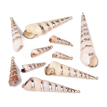 Electroplate Natural Spiral Shell Big Pendants SSHEL-Q100-26KCG-1
