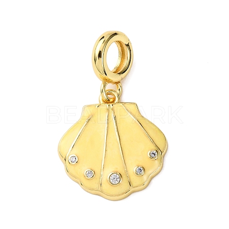 Brass Enamel European Dangle Charms KK-C119-05G-02-1