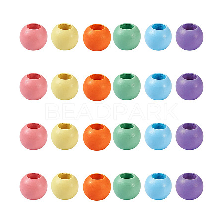 120Pcs 6 Colors Theaceae Wood Bead WOOD-CD0001-07-1
