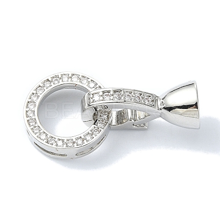 Rack Plating Brass Pave CLear Cubic Zirconia Fold Over Clasps KK-M282-47P-1