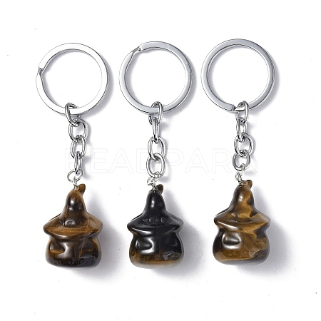 Natural Tiger Eye Keychains KEYC-P011-04P-08-1