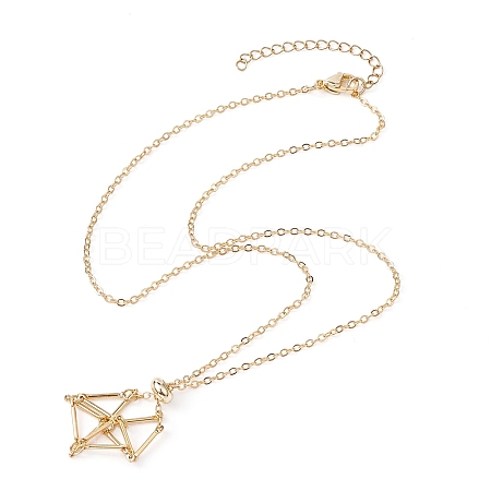 Brass Macrame Pouch Empty Stone Holder for Pendant Necklaces Making NJEW-JN04440-01-1