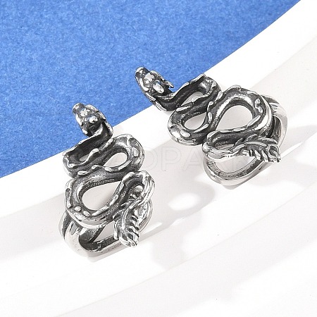 Snake 316 Stainless Steel Non- Piercing Cartilage Earrings AJEW-C044-08B-AS-1