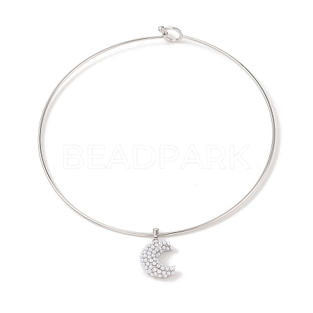 Brass with ABS Imitation Pearl Charm Necklace BJEW-Q350-05A-P-1