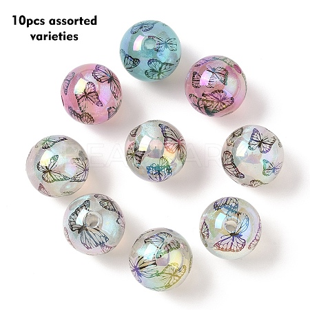 10Pcs Luminous Printed Acrylic Beads OACR-YW0003-56-1