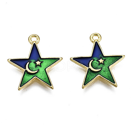 Alloy Enamel Pendants PALLOY-T075-71G-RS-1