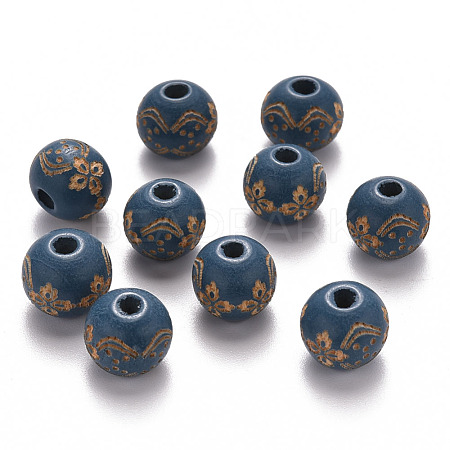 Painted Natural Wood Beads WOOD-N006-03A-07-1