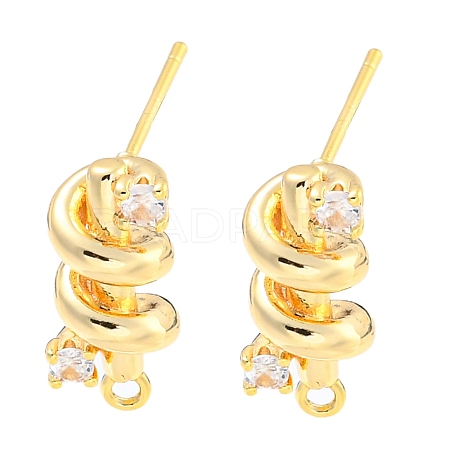 Brass Micro Pave Cubic Zirconia Stud Earring Findings KK-U015-01G-1