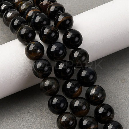 Dyed Natural Blue Tiger Iron Beads Strands G-G286-A03-10mm-1