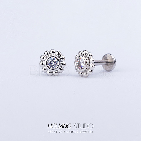 Stainless Steel Micro Pave Clear Cubic Zirconia Cartilage Earrings for Women Men WG126FA-01-1