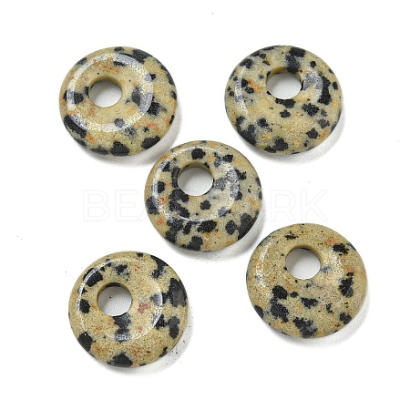 Natural Dalmatian Jasper Donut/Pi Disc Charms G-G142-02I-1