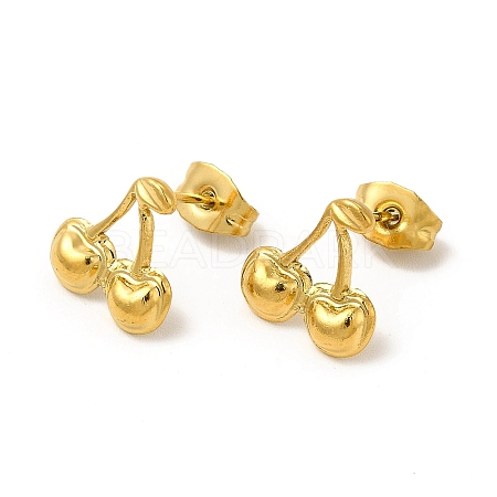 Ion Plating(IP) 304 Stainless Steel Stud Earrings for Women LS-EJEW-I281-40G-1