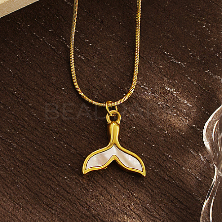 Fishtail Stainless Steel Pendant Necklaces for Women XE6745-1-1