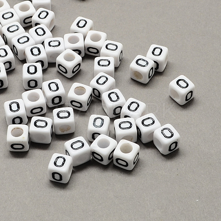 Large Hole Acrylic Letter European Beads SACR-Q103-6mm-01O-1