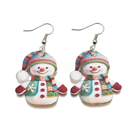Snowman Acrylic & Alloy Dangle Earrings WG13ED8-01-1