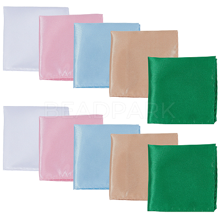 10Pcs 5 Colors Imitation Silk Men's Suit Square Scarf AJEW-CY0002-34B-1