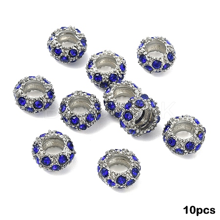 10Pcs Alloy Rhinestone European Beads CPDL-YW0001-02F-1