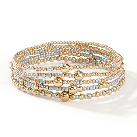 Gold Beaded Bracelet Set Summer 2025 Stylish and Versatile Five-Piece Jewelry Collection AJ2042-9-1