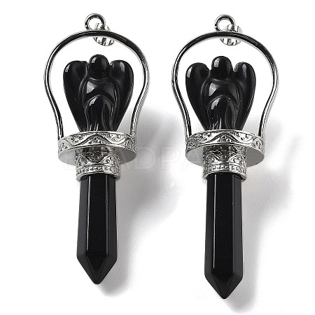 Natural Obsidian Pointed Big Pendants KK-H491-01P-06-1