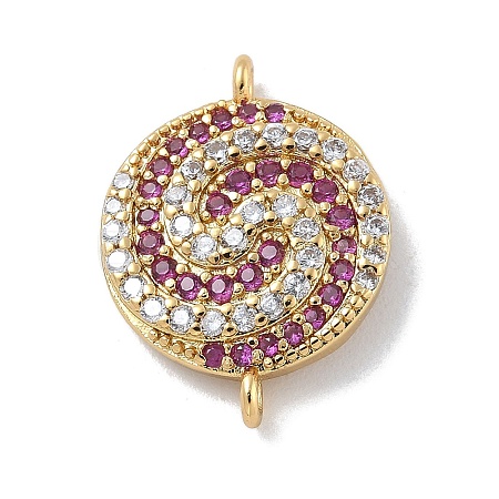 Rack Plating Brass Micro Pave Orchid & Clear Cubic Zirconia Vortex Connector Charms KK-A234-057G-1