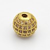 Brass Micro Pave Grade AAA Cubic Zirconia Beads KK-E711-8mm-113G-NR-1