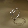 Deer Horn Rhodium Plated 925 Sterling Silver Cuff Rings FS-WGD6B3D-01-1