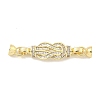 Brass Micro Pave Clear Cubic Zirconia Fold Over Clasps KK-S386-12G-1