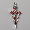 Siam Rhinestone Cross Pendant with Red Enamel ENAM-WH0001-06AS-04-1