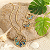 Alloy & Natural Abalone/Paua Shell Pendant Necklaces & Dangle Earrings Sets WGD5CF5-04-1